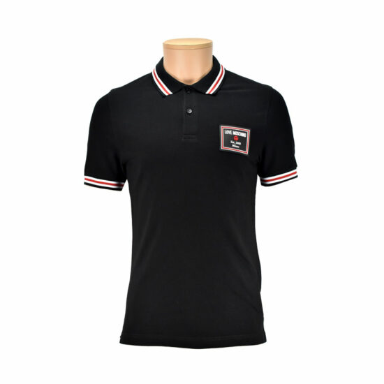 MOSCHINO Polo Patch Logo Black C74 Men
