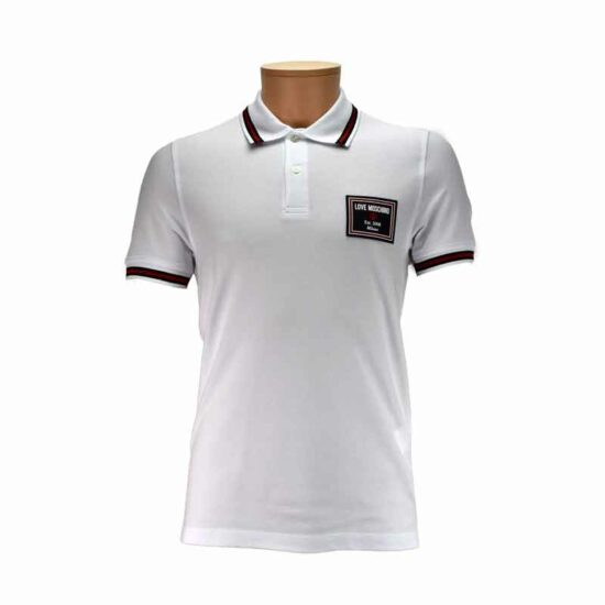MOSCHINO Polo Patch Logo White A00 Men