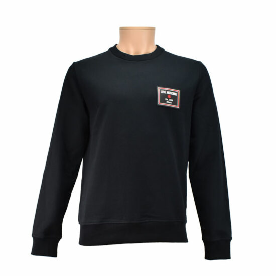 MOSCHINO Sweatshirt Logo Patch Black C74 Men