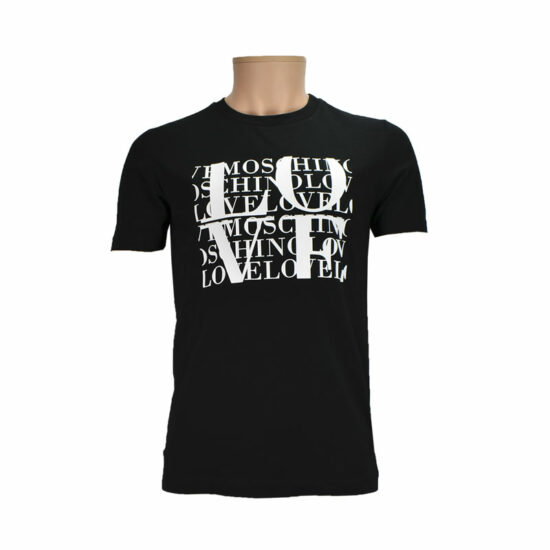 MOSCHINO T-shirt Text Relief Black C74 Men